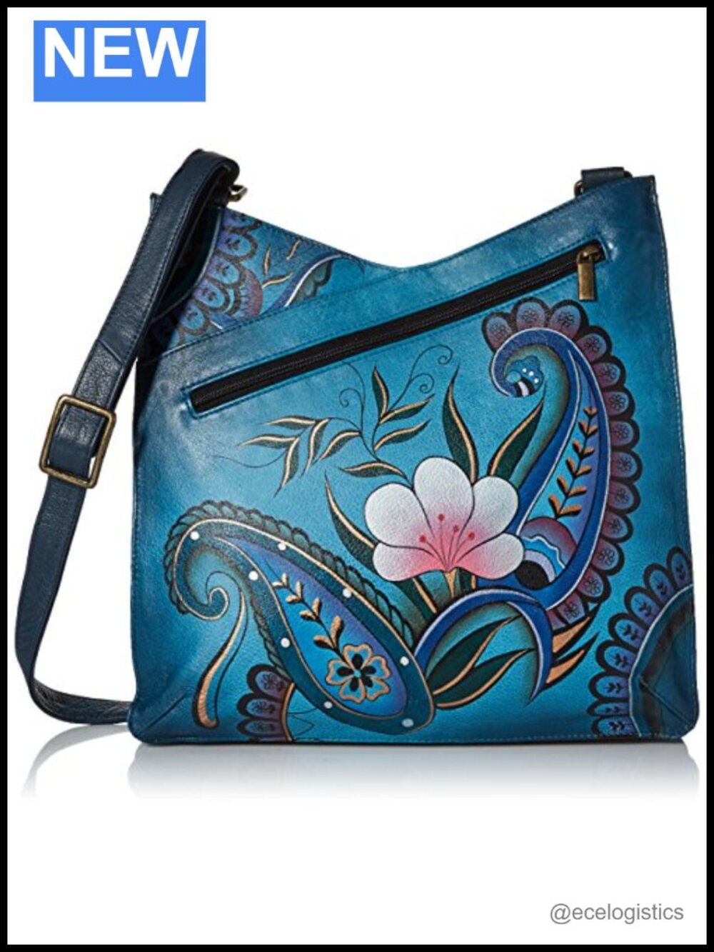 Genuine Leather Hand-Painted Large Crossbody Bag